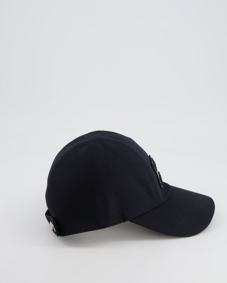 Hermes Black Davis H Sellier Cap Size 57 RRP £350