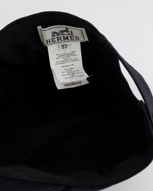Hermes Black Davis H Sellier Cap Size 57 RRP £350