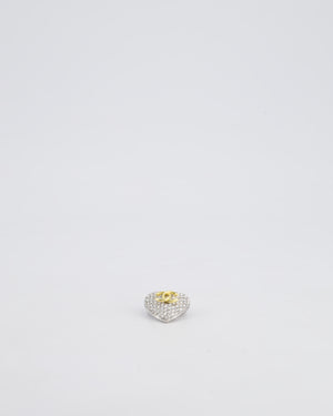 Chanel Crystal Heart Brooch With Gold CC Logo and Hardware
