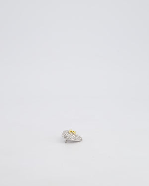 Chanel Crystal Heart Brooch With Gold CC Logo and Hardware