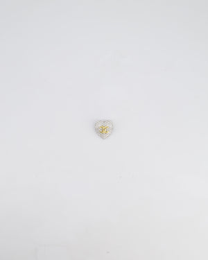 Chanel Crystal Heart Brooch With Gold CC Logo and Hardware