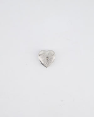 Chanel Crystal Heart Brooch With Gold CC Logo and Hardware
