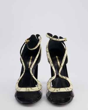 Nicholas Kirkwood Cream and Black Snakeskin Heel Size 41