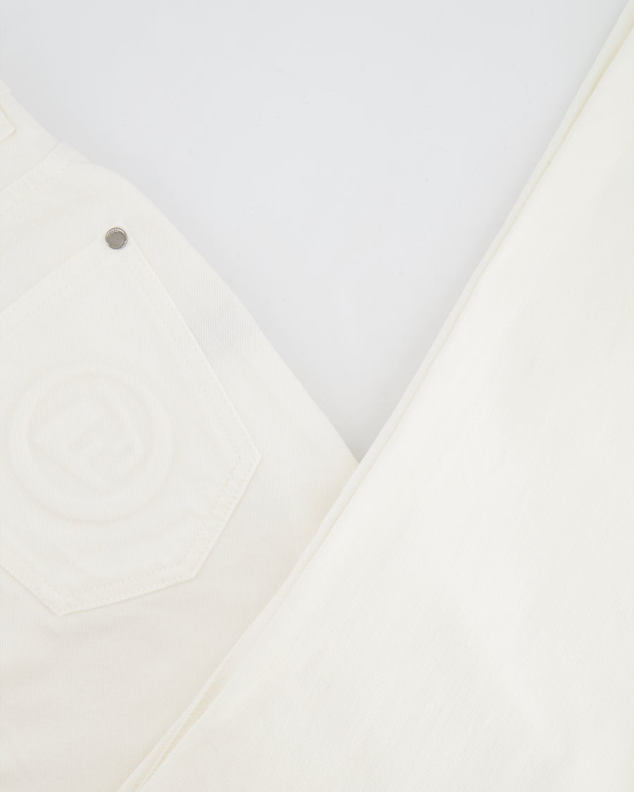 Fendi White Denim Jeans with FF Logo Detail Size IT 42 (UK 10)