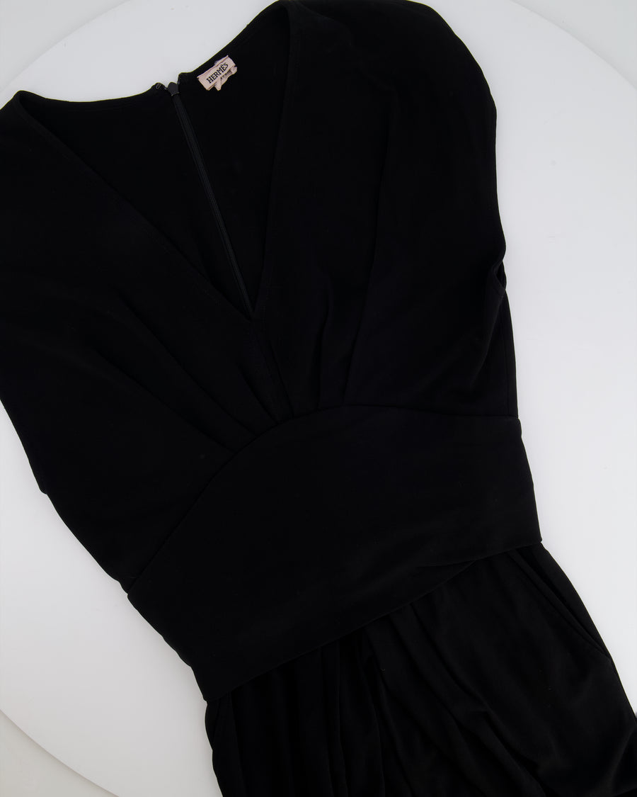 Hermès Black Sleeveless Low Neck Mini Dress with Pockets Size FR 40 (UK 12)