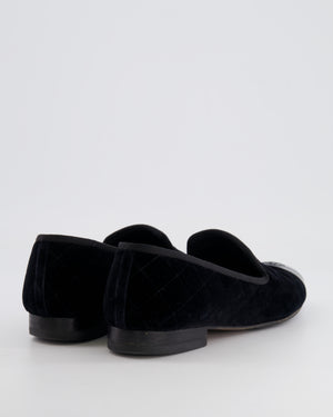 Chanel Black Quilted Velvet and Patent Leather Loafers with CC Logo Detail Size EU 40C