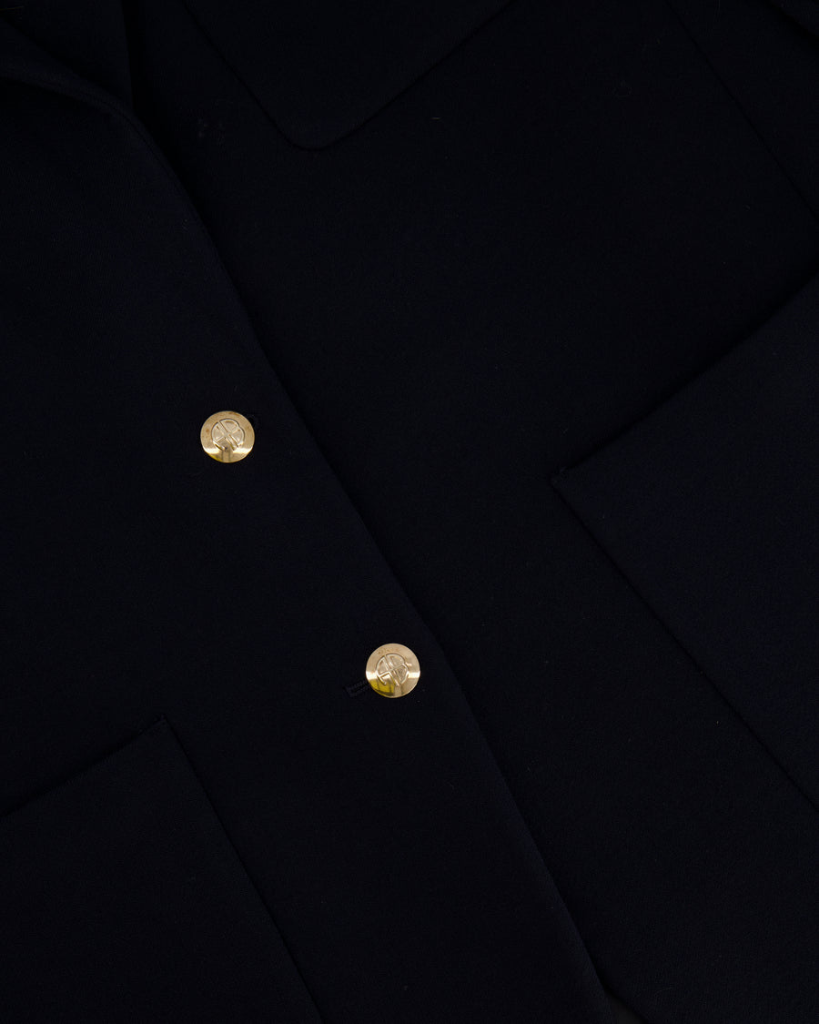 Anine Bing Black Wool Jacket with Gold Logo Buttons Size S (UK 8) RRP £560