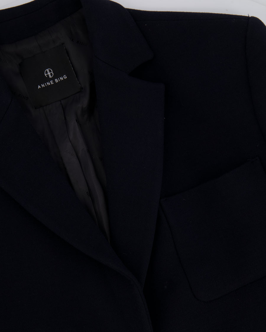 Anine Bing Black Wool Jacket with Gold Logo Buttons Size S (UK 8) RRP £560