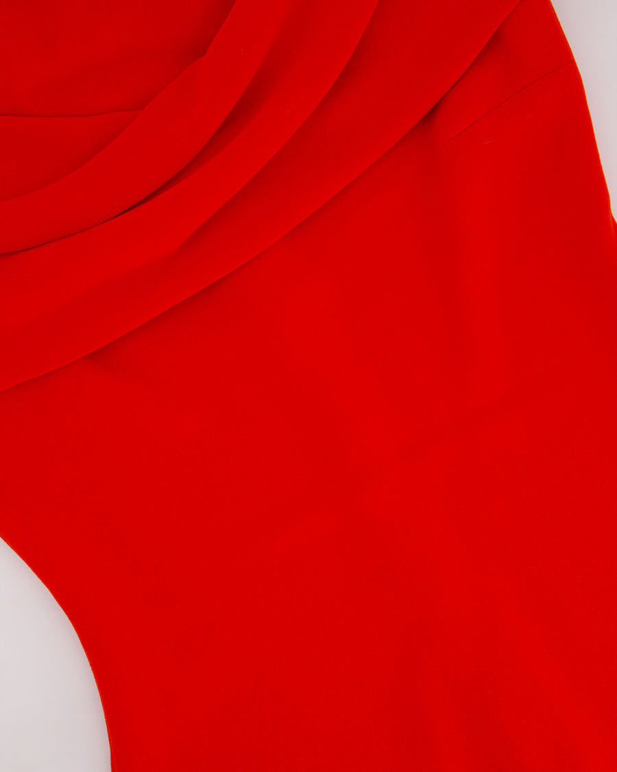Solace London Red Sleeveless Mini Dress with Draped Neckline Detail Size UK 8