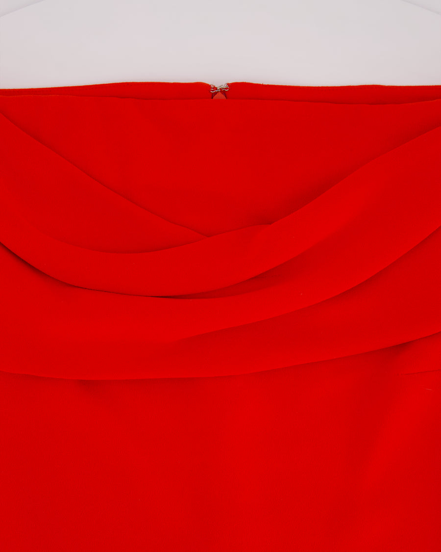 Solace London Red Sleeveless Mini Dress with Draped Neckline Detail Size UK 8