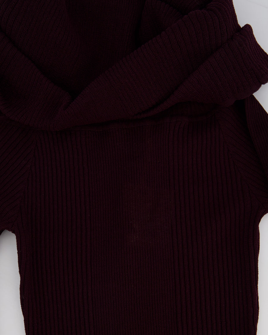 Ser.O.Ya Merlot Knitted Long Sleeve Galleria Maxi Dress with Raunched Neckline Detail Size XS (UK 4) RRP £330