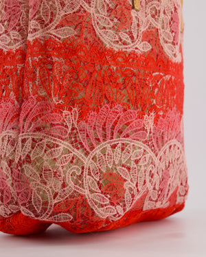Ermanno Scervino Pink and Red Lace Tote Bag
