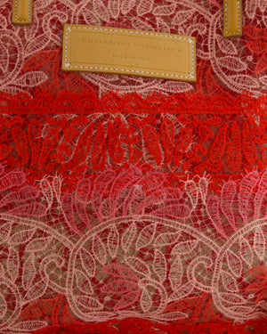 Ermanno Scervino Pink and Red Lace Tote Bag