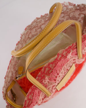 Ermanno Scervino Pink and Red Lace Tote Bag