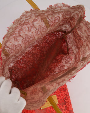 Ermanno Scervino Pink and Red Lace Tote Bag