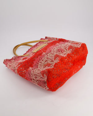Ermanno Scervino Pink and Red Lace Tote Bag