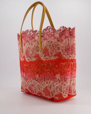 Ermanno Scervino Pink and Red Lace Tote Bag