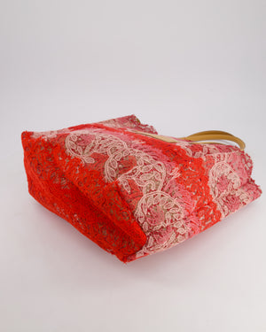 Ermanno Scervino Pink and Red Lace Tote Bag