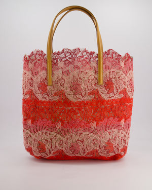Ermanno Scervino Pink and Red Lace Tote Bag