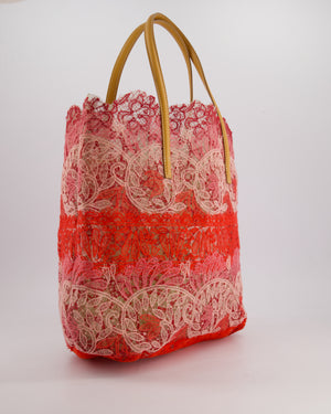 Ermanno Scervino Pink and Red Lace Tote Bag
