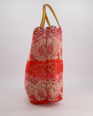Ermanno Scervino Pink and Red Lace Tote Bag