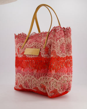 Ermanno Scervino Pink and Red Lace Tote Bag