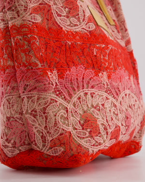 Ermanno Scervino Pink and Red Lace Tote Bag