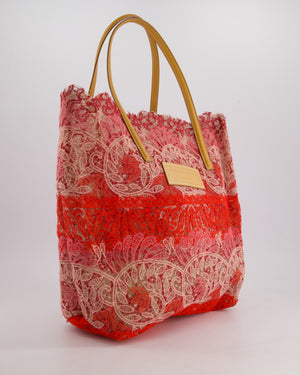 Ermanno Scervino Pink and Red Lace Tote Bag