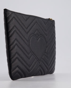 Gucci Black GG Marmont Lambskin Pouch with Gold Hardware