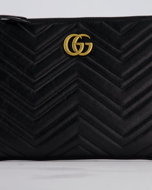 Gucci Black GG Marmont Lambskin Pouch with Gold Hardware