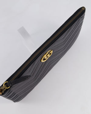 Gucci Black GG Marmont Lambskin Pouch with Gold Hardware