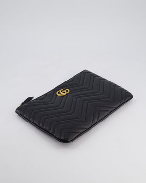 Gucci Black GG Marmont Lambskin Pouch with Gold Hardware