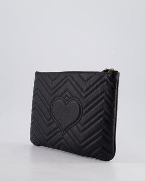 Gucci Black GG Marmont Lambskin Pouch with Gold Hardware