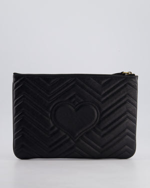 Gucci Black GG Marmont Lambskin Pouch with Gold Hardware