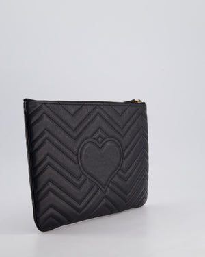 Gucci Black GG Marmont Lambskin Pouch with Gold Hardware