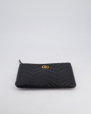 Gucci Black GG Marmont Lambskin Pouch with Gold Hardware