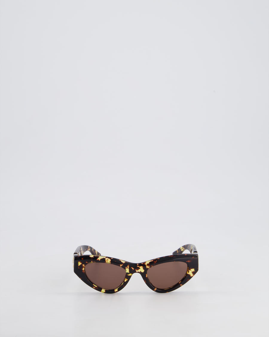 Bottega Veneta Cat-Eye Tortoise Shell Frame Sunglasses With Black Lens
