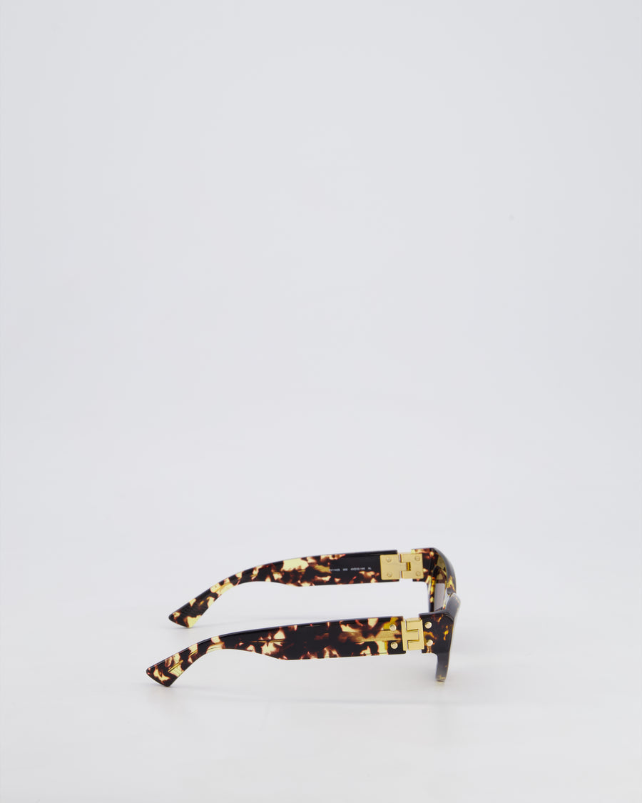 Bottega Veneta Cat-Eye Tortoise Shell Frame Sunglasses With Black Lens