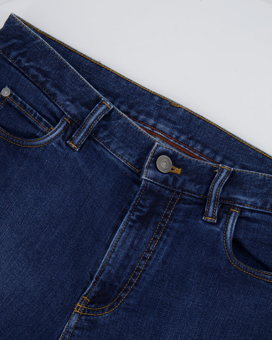 Loro Piana Menswear Blue Jeans with Brown Stitching Detail Size LP 33 (Size M)