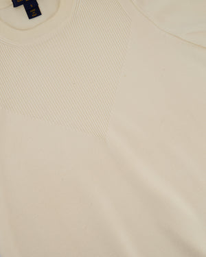 Louis Vuitton Cream Puff Sleeve Fine Knit Top with Logo Button Detail Size S (UK 8)