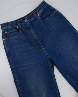 Gucci Blue Denim Flair Leg Jeans with Logo Patch on the Back and Front Size W 27 (UK 8)