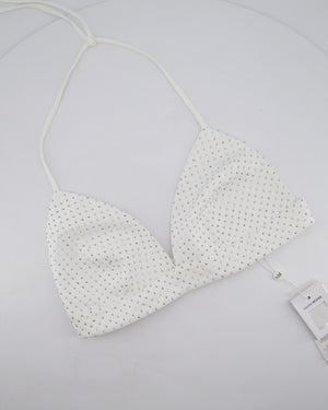 Nadine Merabi White Bra Top with Silver Rhinestone Embellishment Size S/M (UK 8/10)