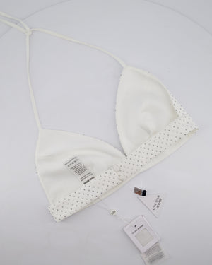Nadine Merabi White Bra Top with Silver Rhinestone Embellishment Size S/M (UK 8/10)