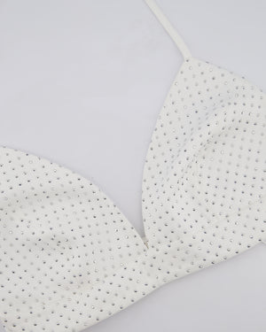 Nadine Merabi White Bra Top with Silver Rhinestone Embellishment Size S/M (UK 8/10)