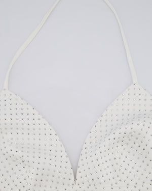 Nadine Merabi White Bra Top with Silver Rhinestone Embellishment Size S/M (UK 8/10)