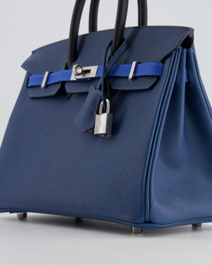 Hermès Birkin 25 Retourne Bag in Tricolour Deep Blue, Bleu Hydra and Black Epsom Leather with Palladium Hardware