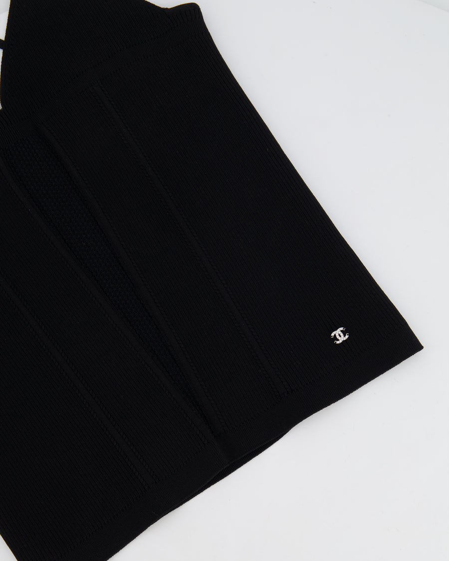 Chanel Black Sleeveless Top with Crystal CC Logo Detail Size FR 36 (UK 8)