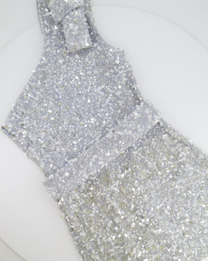 Rachel Gilbert Silver Sequin Embellished Kara Mini Dress Size AU 1 (UK 8) RRP £1,500
