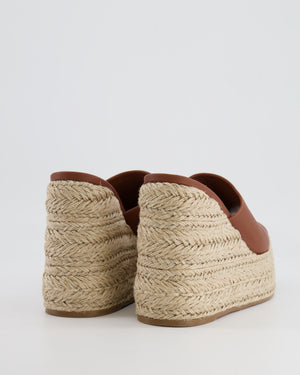 Christian Louboutin Brown Ariella Zeppa Leather Heeled Espadrilles Mules Size EU 39 RRP £690