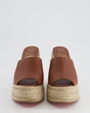Christian Louboutin Brown Ariella Zeppa Leather Heeled Espadrilles Mules Size EU 39 RRP £690